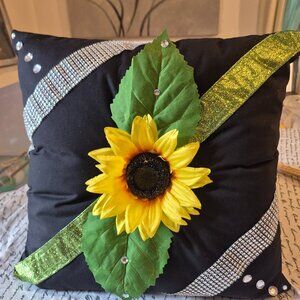 Handmade 16X16 Sunflower Decorative  Throw Pillow..